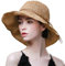 Comhats Chapeau de soleil UPF 50 à large bord pour femme - Chapeau de paille d'été pliable - Accessoire de plage - Rouge - Medium