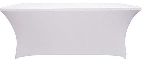 EBETA Cubierta de la Mesa, Spandex Lycra Elástica Cubierta de Mesa Paño de 6 pies Rectangular Adecuado a la Mesa de Banquetes Matrimonial Mesa de Caballetes 183 * 76 * 76 cm(Blanco)