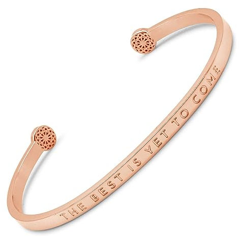 SIMPLE PLEDGE | The Best is yet to come Armreif | Armband Damen mit Gravur in Silber, Gold, Roségold | Perfekt als Schmuck Geschenk | Blindgravur
