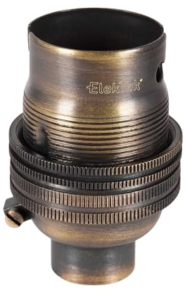 ElekTek Lampenfassung, ungeschalteter Bajonettsockel, B22, 10 mm, mit Lampenschirm, gebürstet, antik