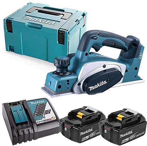 Makita DKP180 LXT 18V Li-Ion 82mm Planer with 2 x 6Ah Batteries, Charger & Case