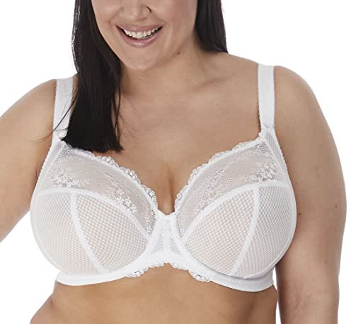 Elomi Women's Plus Size Charley Stretch Lace Underwire Plunge Bra, White, 38D
