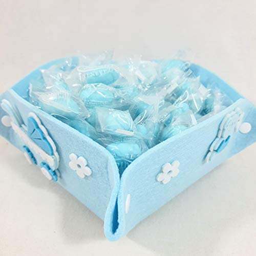 Confetti azzurri imbustati singolarmente DOLCE EVENTO ARRIVO CELESTE con cestino (1 pacco + 1 cestino)