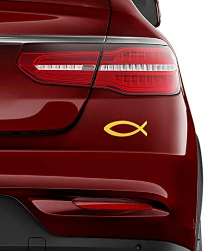 Auto-Dress Christen-Fisch Heck-Auto-Aufkleber 11x4cm (Weiß Glanz)