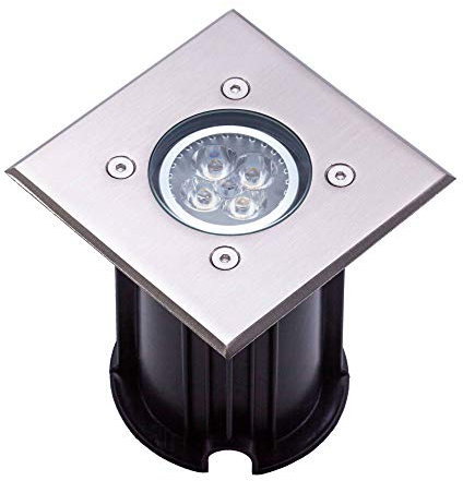 LED Bodeneinbaustrahler 3 Watt neutralweiß IP65 eckig aus Edelstahl, flach und trittfest - GU10 230V als Bodenstrahler - Bodeneinbauleuchte Bodenleuchte Gartenstrahler