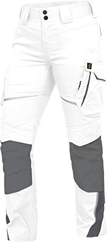 Leibwächter Damen Arbeitshose Flex-Line Weiß, Gr. 40 – Robuste Workwear mit Stretch – Sicherheitshose für Frauen – strapazierfähige Berufsbekleidung für Handwerk
