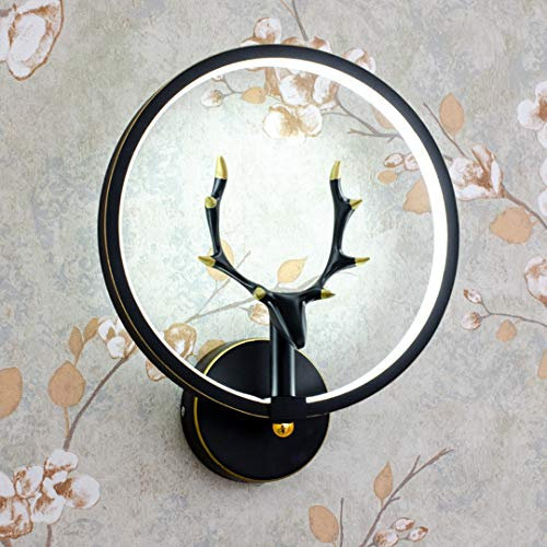 LED Geweih Wandleuchten, Modern Wandleuchte Einfache Lampe nordisch Nachttischlampe Runden Kreative Beleuchtung für Schlafzimmer Wohnzimmer Gang Treppe Leuchter (black, white light)