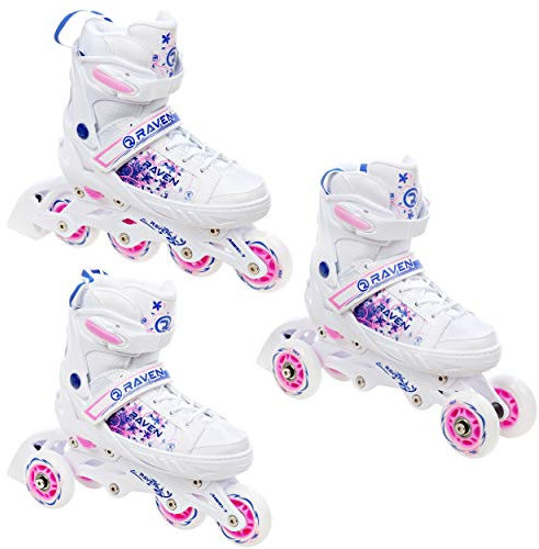 RAVEN 3in1 Inline Skates Triskates Rollschuhe Inliner für Kinder Mädchen verstellbar (Meia, 28-32 (18,5cm-21cm))