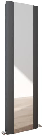 Supreme Aluminium Designer Radiators Central Heating Heater Vertical Anthracite Double Panel Mirror - 470 x 1700mm