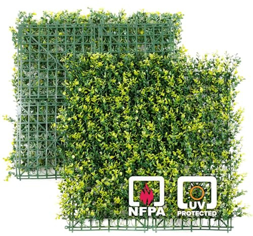 NatraHedge Long Stem Boxwood Hedge Mats - 12-Pack 20x20 Greenery Mat Panels, 33 Sq. Ft. Coverage - UV & Fire Rated, RealLeaf™ Technology, Hedge Ivy Green Wall, Maintenance-Free Privacy Screen