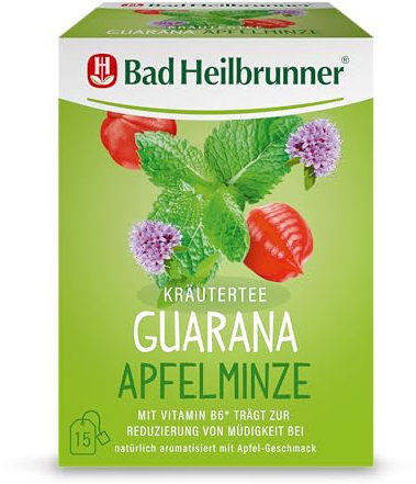 Bad Heilbrunner Guarana Apfelminze Tee im Filterbeutel, 5er Pack (5 x 15 Filterbeutel)