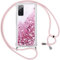 Vauki Funda para Samsung Galaxy S20 FE 5G con Cuerda,Transparente Silicona Glitter Liquida Colgar Colgante Cristal Suave Carcasa,Brillante Arena Movediza con Cordón Case para Samsung S20 FE 5G,Rosa