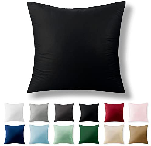 Alreya Renforcé Kissenbezug 50 x 50 cm - 100% Baumwolle mit YKK Reißverschluss, Superweicher Kopfkissenbezug 50x50, Kissenhülle, Schwarz, nur Kissenbezug