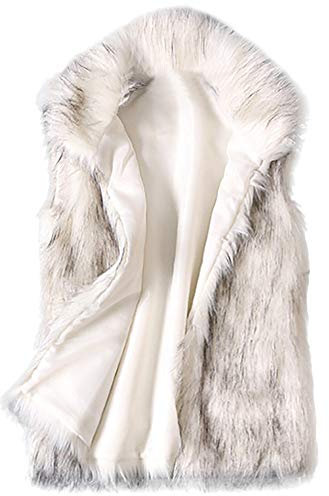 LZPCarra Kunstpelz Jacke Damen Weiß - Fellweste Lang Fellweste Kunstfell Pelzweste üBergangsmantel Herbst Lang üBergangsjacke Mit Kapuze Winter Warm Faux Pelz-Weste Felljacke-Mantel Jacke