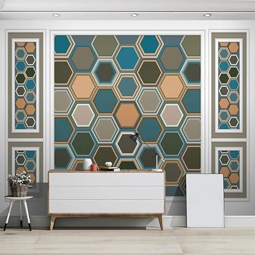 SUPPL Custom Mural Photo Colorful Hexagon Geometric Pattern Wallpaper For Living Room Bedroom Decoration 3D