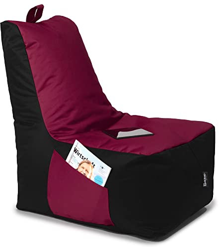 BuBiBag Sitzsack für Kinder und Erwachsene, Gaming Sitzsäcke mit Füllung für das Kinderzimmer, Zockersessel für groß und klein | XXL ChillBag, Weinrot