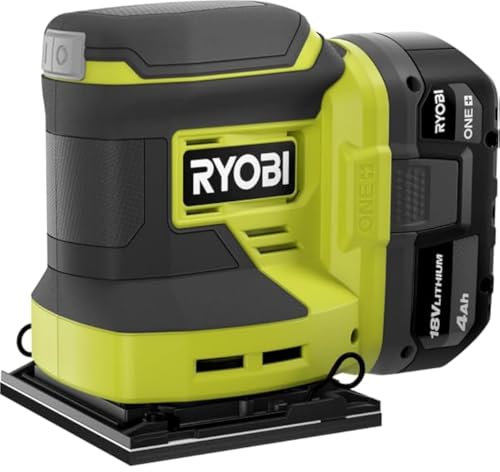 RYOBI ONE+ 1/4 Sheet Sander Kit - 14000 OPM, Quick Paper Change, Dust Collection, 18V Battery & Charger, PCL401B