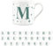 Purely Home Letter M Star Mug - Bone China White Coffee/Tea Present Gift - Alphabet Letter Mug with Stars in Teal Green Blue