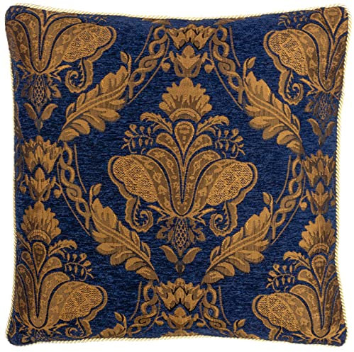 Paoletti Shiraz Floral Jacquard Piped Kissenbezug, Navy