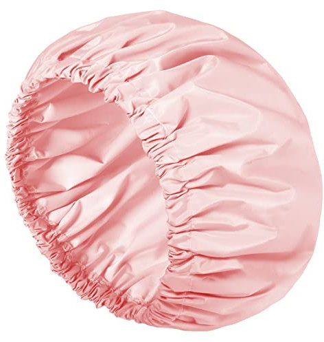 Aquior Shower Caps, Reusable Shower Cap for Women, Waterproof Layer Hair Cap, Large Size for All Hair Lengths,for Girls Spa Home Salon Use (Pink), 1.0 count, Pack of 1