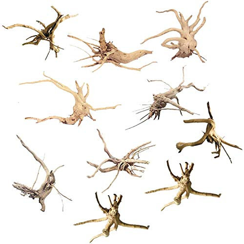 GOSER Mini Treibholz für Aquarium Zweige Aquarium Dekorationen Reptilien Stamm Treibholz Sortiert (10 Pack)