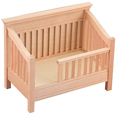 Amagogo Puppenhaus-Krippe im Maßstab 1:12, Puppenhaus-Möbel, Baby-Puppe, Wiege, Bett, DIY-Handwerk, handgefertigt, Pretend Play für