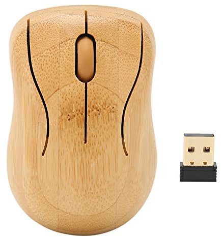 Vikye Tastatur- und Maus-Set, 2,4-GHz-Wireless-Plug-and-Play-Bambus-Computer-Wireless-Geräte, Wireless-Verbindungs-Holz-Computer-Steuergeräte für das Büro (Maus)