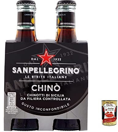 24x San pellegrino Chinotto Chinò 20cl Glas Limonade Italienisch Getränk Flasche + Italian Gourmet polpa 400g