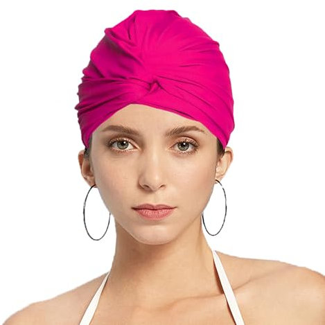 Bonnet de Bain Femme Bonnet Piscine Femme Bonnet de Natation en Tissu Double-Couche Polyester Impermeable Élastique Bonnet de Bain,Violette
