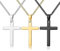 JeweBella 3PCS Cross Pendant Necklaces for Men Women Stainless Steel Smooth Cross Necklace Set Cross Cuban Chain Necklaces Religious Gifts Jewellery for Boy Silver/Gold/Black