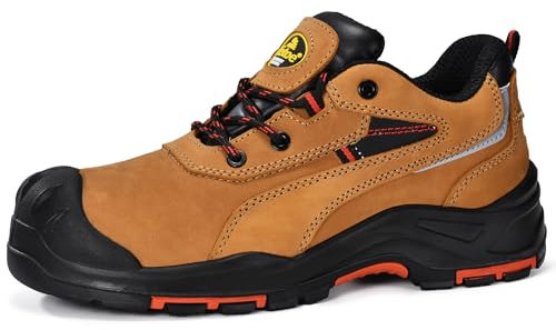 S3Work Schuhe Männer/Frauen Militär,L-7510 Sicherheitsschuhe Antistatisch, Wasserdicht, Atmungsaktives Leder, Leicht, Bequeme Innensohle, Fiber Glass Toe Cap, Kevlar Plate