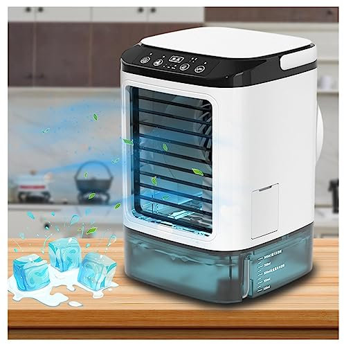 Condizionatore Portatile Senza Tubo , Serbatoio da 900ml,con Ghiacciaia,3 in 1 Air Condizionata Portatile 2 Modalità di Nebbia, 7 Luci Colorate Minicondizionatore D'Aria Per Casa,Ufficio,Dormitorio