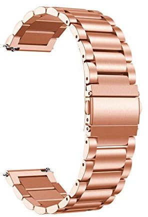 20mm Armbänder Kompatibel mit Garmin Venu Sq 2/Venu Sq 2 Music/Venu 2 Plus/Venu Sq Armband Edelstahl Ersatzarmband Metall Uhrenarmband Business Bands (Roségold)