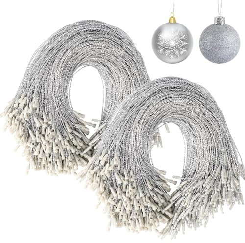 JUNEBRUSHS 600 Stück Weihnachts-Ornament-Haken, Ornament-Aufhänger mit Schnapp-Ornament-Schnur für Weihnachtsbaum, Urlaub, Party, hängende Dekorationen, Seile, einfach und schnell verschließbar