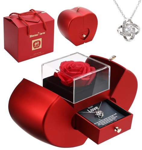 Wikay Rosa Eterna per Madre, Rosa Eterna Confezione Regalo, Handmade Rosa Eternal, Idee Regalo Donna Fidanzata Compleanno Anniversario Matrimonio San Valentino Natale Festa della Mamma