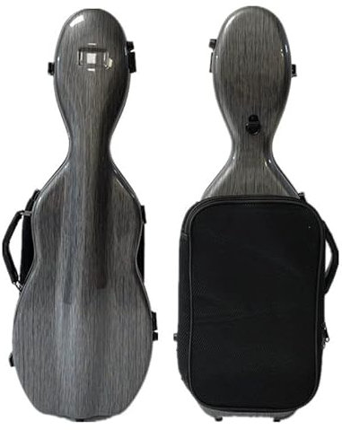 LANDTOM Custodia per violino 4/4 e 3/4, in fibra di carbonio, con doppie spalline, resistente alla pressione, resistente all'usura, trasportabile ad aria, con borsa per spartiti musicali (grigio