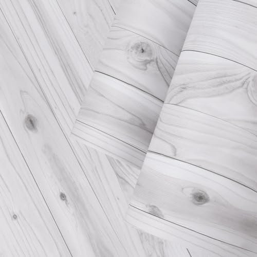 Ambiance - Adhesivo adhesivo para el metro (60 cm x 2 m, adhesivo para cocina, muebles y cuarto de baño, madera blanca-gris)