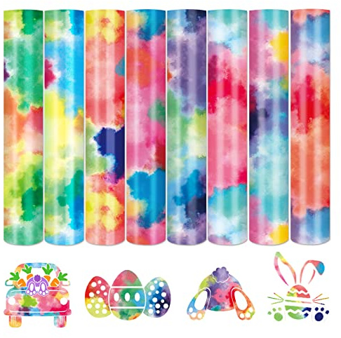 Tintnut Wolken Plotterfolie Textil Iron on Folie 8 Blätter 12in x 10in | Aquarell flexfolie plotter textil für kleidung & taschen DIY für plotter,dehnbar & waschbar,einfach schneiden entgraten