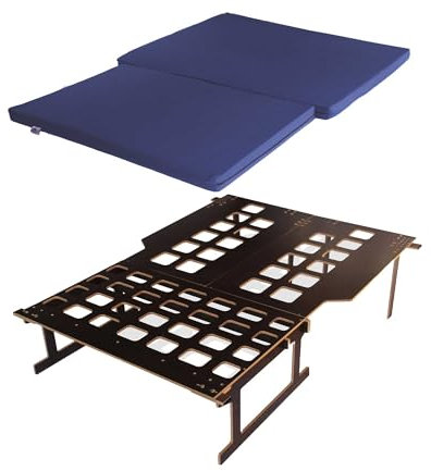 Camporan Set für Mini Camper Van Bettgestell Lattenrost Klappmatratze kompatibel kleine Transporter Camping Schlafsystem Ausbau