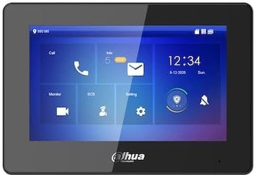 Dahua Moniteur d'intérieur IP pour interphone. noir. TFT 7 pouces. écran tactile. protocole SIP. alimenter par PoE ou switch 2 fils. connection IP RJ45 et 2 fils.