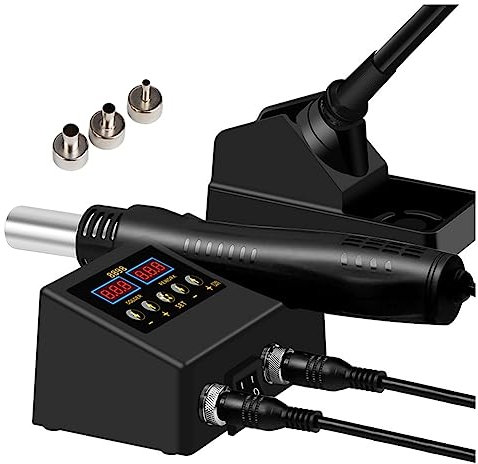 RIYAN Rework Stazione di Saldatura 2 in 1 Saldatore Elettrico Stazione di Saldatura ad Aria Calda per SMD PCB IC Repair Spina EU