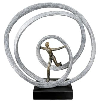 Casablanca große Deko Figur Skulptur XL - Dekofigur aus Kunstharz Farbe: Silber Weiß - Dekoration Wohnzimmer Geschenk Geburtstagsgeschenk Höhe 35 cm