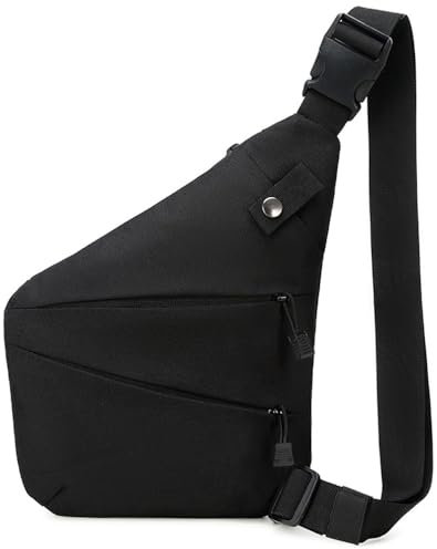 MUCHER Schultertasche Molle Diebstahlsichere Umhängetasche Militärisch Crossbody Tasche Taktisch Brusttasche Chest Sling Bag Klein für Herren Reisen Outdoor Wandern Camping (Rechte Schulter-Schwarz)