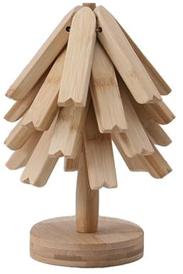 Folding Tree Trivet | Wooden Tree Plate Trivet Hot Pan Coasters,Heat Resistant Wooden Tree Trivet, Kitchen Decor Foldable Wooden Table Mat Set for Hot Dishes/Pot/Bowl/Teapot