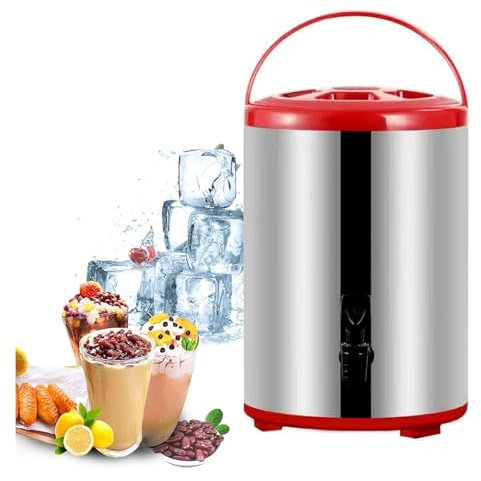 Dispensador de agua aislado de acero inoxidable con grifo, para camping, al aire libre, deportes, enfriador, para fiestas, para mantener el calor y el frío (rojo, 12 L)