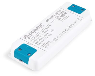 KOLORENO - Transformador de carril industrial - LED CobaltElectro PFV - Fuente de alimentación carril DIN de 24V, 100W, 4,16A - Clase de protección IP20 - Fuente de alimentación LED - 160x58x19mm