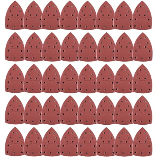 Schleifpapier Dreieckschleifer, 40 Stück Schleifpapier Profi Set, Schleifpapiere mit Klettverschluss für Mausschleifer, mehrere Körnungen 40, 60, 80, 120, 11 Loch Schleifpapier Körnung