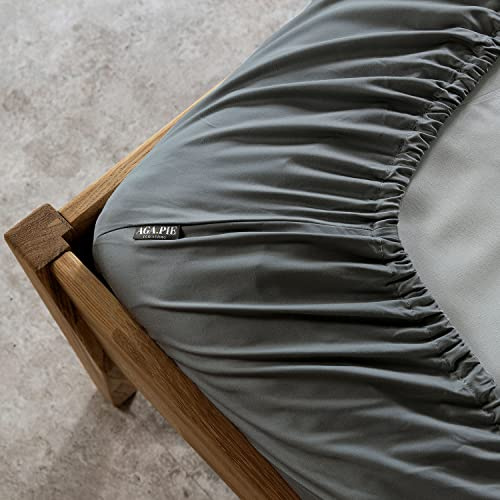 AGAPIE - Bambus Lyocell Kinder-Spannbettlaken 60x120x15 cm - Dunkel-Grau, 100% Bio Oeko-Tex 100, für Allergiker, Antibakteriell, Ganzjahres-Bettwäsche, Atmungsaktiv, Geruchshemmend, Besonders sanft