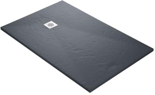 Receveur de douche haute densité aspect ardoise - Grille carrée (Gris, 200 x 100 cm)