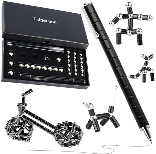 Cimvidi Magnetischer Kugelschreiber, Multifunktions Magnetischer Stift Stress Entlastung Kugelschreiber Metall Stift Magnet Stift Kühle Stifte Gadgets, Geschenk für Junge Männer Frauen (Schwarz)